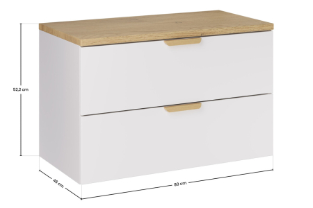 Set Mobilier Aster White 80 cm, cu Blat, Alb Mat, Stejar Cremona - COMAD [2]