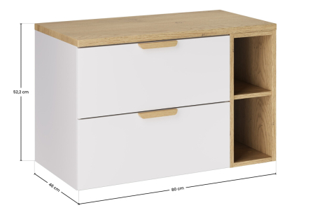 Set Mobilier Baie Aster White 80 cm, cu Blat, Alb Mat, Stejar Cremona - COMAD [2]