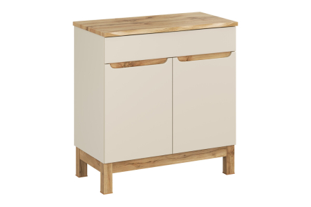 Promotii - Set Mobilier Baie Bali Cashmere 80 cm, cu Blat, Cașmir Mat - COMAD