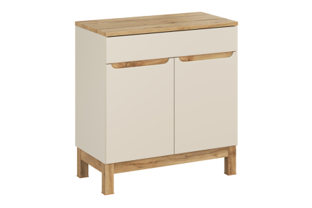 Promotii - Set Mobilier Baie Bali Cashmere 80 cm, cu Blat, Cașmir Mat - COMAD