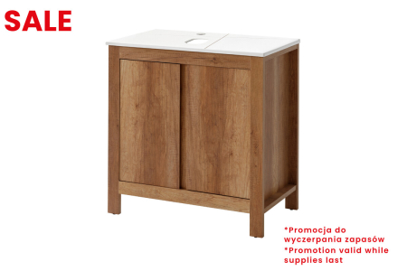 Promotii - Set Mobilier Baie Classic Oak 80 cm, cu blat, Stejar Roman - COMAD