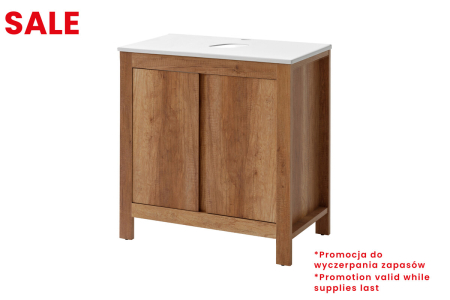 Promotii - Set Mobilier Baie Classic Oak 80 cm, cu blat, Stejar Roman - COMAD