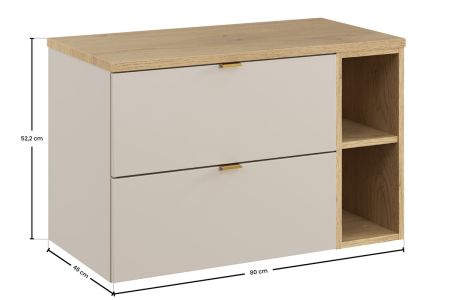 Set Mobilier Baie Dalia Cashmere 80 cm, cu blat, Stejar Cremona, Cașmir Mat - COMAD [2]