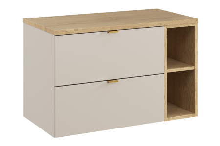 Promotii - Set Mobilier Baie Dalia Cashmere 80 cm, cu blat, Stejar Cremona, Cașmir Mat - COMAD