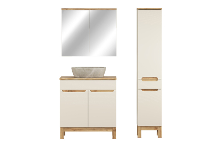 Set mobilier 80cm cu blat, lavoar pe blat Anna, dulap înalt și dulap cu oglindă Bali Cashmere COMAD SET-BAC B NAT WOTAN 80CM UN ANNA HC MC [1]