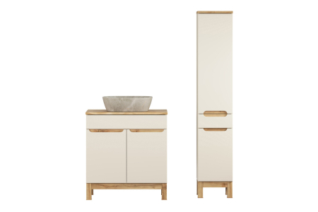 Set mobilier 80cm cu blat, lavoar pe blat Anna și dulap înalt Bali Cashmere COMAD SET-BAC B NAT WOTAN 80CM UN ANNA HC [1]