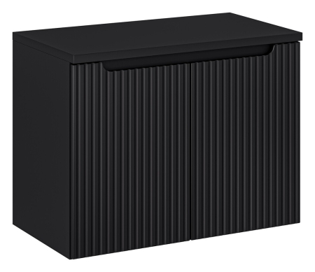 Promotii - Set Mobilier Baie Nova Black 80 cm, cu Blat, Negru Mat - COMAD