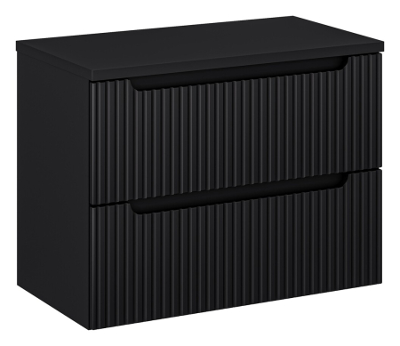 Promotii - Set Mobilier Baie Nova Black 80 cm, cu Blat, Negru Mat - COMAD