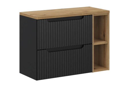 Promotii - Set Mobilier Baie Nova Black 80 cm, cu Blat, Negru Mat - COMAD