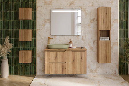 Set Mobilier Nova Coast Evoke 80 cm, cu blat și lavoar pe blat Beyond, Stejar - COMAD [3]