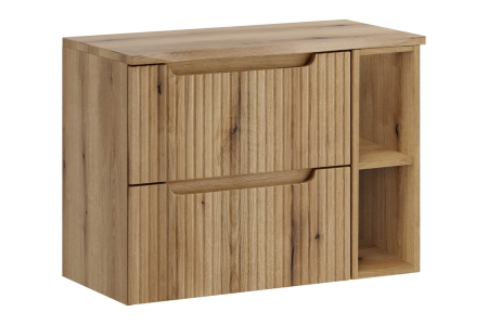 Promotii - Set Mobilier Baie Nova Coast Evoke 80 cm, cu Blat, Stejar - COMAD
