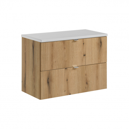 Seturi mobilier baie - Set mobilier baie 80cm cu blat Nova Oak