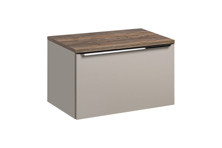 Mobilier Baie - Set Mobilier Baie Santa Fe Taupe 80 cm, cu blat, Gri Argilă, Stejar Vintage Santa Fe - COMAD