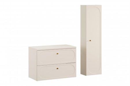 Seturi mobilier baie - Set mobilier baie 80 cm Donna Sand cu blat si dulap inalt COMAD