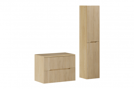 Seturi mobilier baie - Set mobilier baie 80 cm Nordic Cremona cu blat si dulap inalt, COMAD