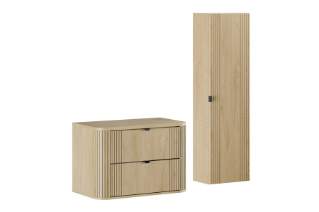 Seturi mobilier baie - Set mobilier baie 80 cm, cu blat si dulap inalt, Ovalia Cremona – COMAD
