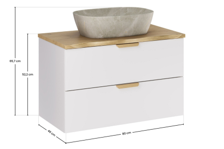 Set mobilier 80cm cu blat și lavoar pe blat Anna Aster White COMAD SET-ASWBNATCREMONA80CMUNANNNNA [2]