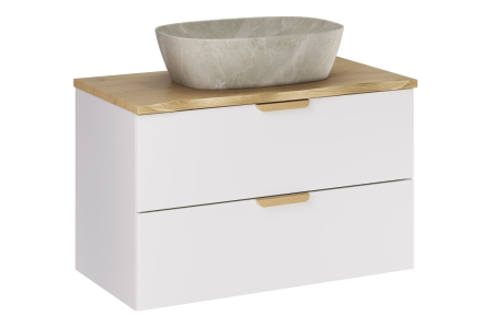Promotii - Set mobilier 80cm cu blat și lavoar pe blat Anna Aster White COMAD SET-ASW B NAT CREMONA 80CM UN ANNA