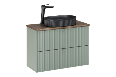 Promotii - Set Mobilier Line Reed Green 80 cm, cu Blat și Lavoar pe Blat, Verde Trestie - COMAD