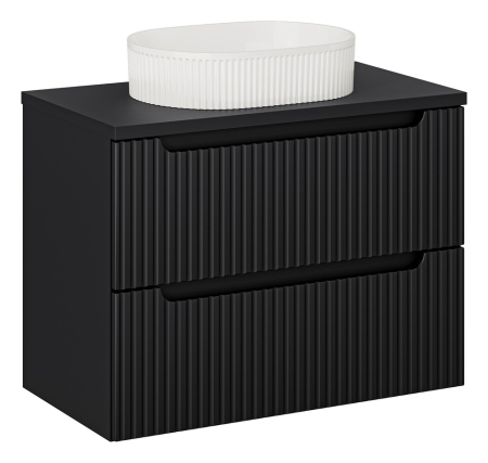 Promotii - Set Mobilier Baie Nova Black 80 cm, cu blat și lavoar pe blat Beyond, Negru Mat - COMAD