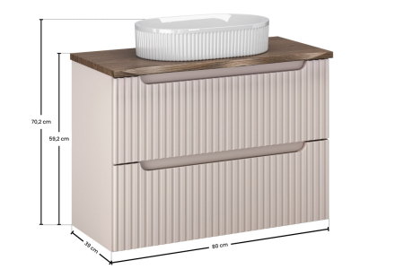 Set Mobilier Baie Nova Cashmere 80 cm, cu Blat și Lavoar Beyond, Cașmir Mat - COMAD [2]