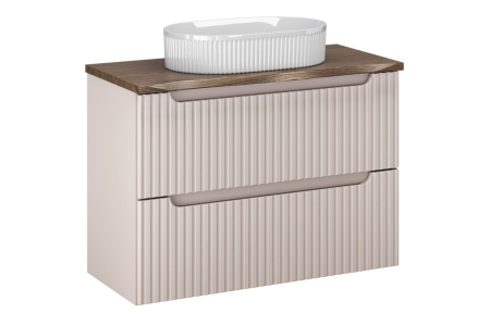 Promotii - Set Mobilier Baie Nova Cashmere 80 cm, cu Blat și Lavoar Beyond, Cașmir Mat - COMAD