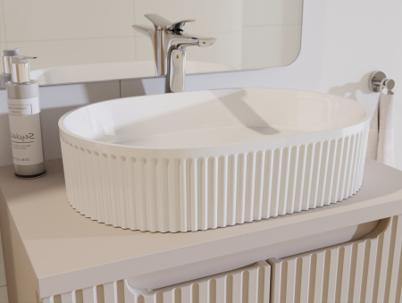 Set Mobilier Baie Nova Cashmere 80 cm, cu Blat și Lavoar Beyond, Cașmir Mat - COMAD [13]