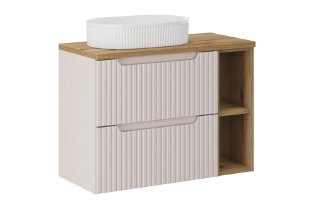 Promotii - Set Mobilier Nova Cashmere 80 cm, cu Blat și Lavoar pe Blat Beyond, Cașmir Mat - COMAD
