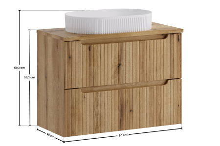 Set Mobilier Nova Coast Evoke 80 cm, cu blat și lavoar pe blat Beyond, Stejar - COMAD [2]