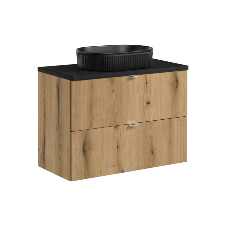 Promotii - Set mobilier 80cm cu blat și lavoar pe blat Beyond Nova Oak COMAD SET-NOA B BLACK 80CM S UN BEYOND 5 BM