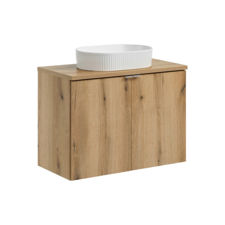 Promotii - Set Mobilier Baie Nova Oak 80 cm, cu blat și lavoar pe blat Beyond, Stejar Coast Evoke - COMAD