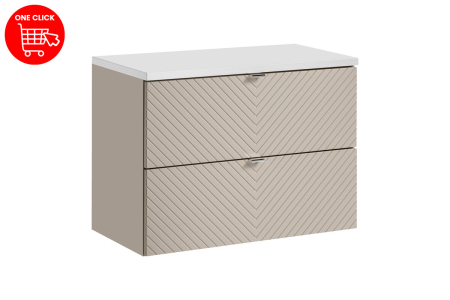 Set Mobilier Baie Viva Cashmere 80 cm, cu blat, Alb Mat, Cașmir Mat - COMAD [1]