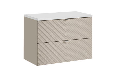 Produse - Set Mobilier Baie Viva Cashmere 80 cm, cu blat, Alb Mat, Cașmir Mat - COMAD