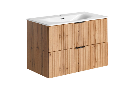 Promotii - Set mobilier 80cm cu lavoar cu dulap SKY Adel Oak COMAD SET -ADO SKY 80 CM