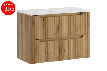 Set Mobilier Nova Coast Evoke 80 cm, cu Lavoar SKY și Dulap, Stejar - COMAD [1]