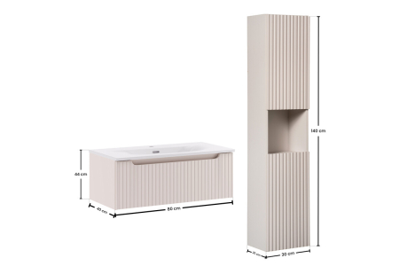 Set mobilier 80cm cu lavoar cu dulap SKY și dulap înalt Nova Cashmere COMAD SET-NOC 80CM 1S SKY 3 HC [2]