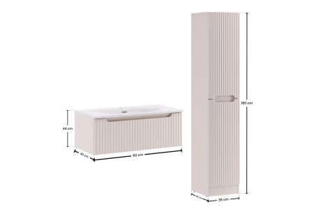 Set mobilier 80cm cu lavoar cu dulap SKY și dulap înalt Nova Cashmere COMAD SET-NOC 80CM 1S SKY 3 HCLB [2]