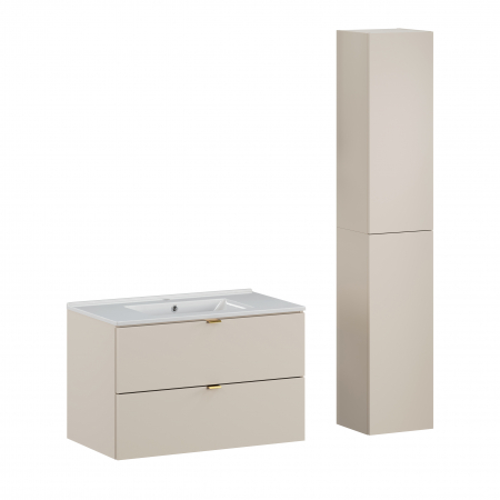 Seturi mobilier baie - Set mobilier baie 80cm cu lavoar Dalia Cashmere și dulap înalt.