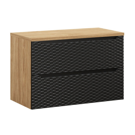 Mobilier Baie - Set Mobilier Baie Ocean Black 90 cm, cu Blat, Stejar Uleiat, Negru Mat - COMAD