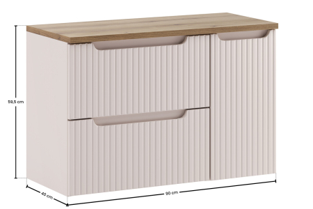 Set Mobilier Baie Nova Cashmere 90 cm, cu Blat și Dulap Cargo, Cașmir Mat - COMAD [3]