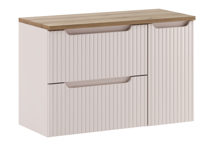 Promotii - Set Mobilier Baie Nova Cashmere 90 cm, cu Blat și Dulap Cargo, Cașmir Mat - COMAD