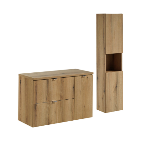 Promotii - Set Mobilier Nova Oak 90 cm, cu blat și dulap înalt, Stejar - COMAD