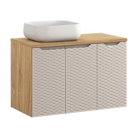 Mobilier Baie - Set mobilier 90 cm cu blat și lavoar pe blat Nika Ocean Beige COMAD SET-OCB B 90CM D UN NIKA WH