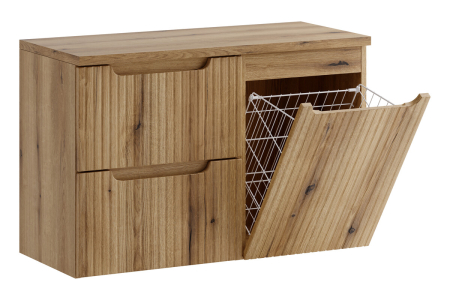 Set Mobilier Nova Coast Evoke 90 cm, cu blat și un dulap cu coș de rufe, Stejar - COMAD [1]