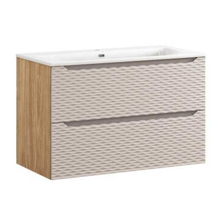 Mobilier Baie - Set Mobilier Baie Ocean Beige 90 cm, cu Lavoar, Bej, Stejar Uleiat - COMAD