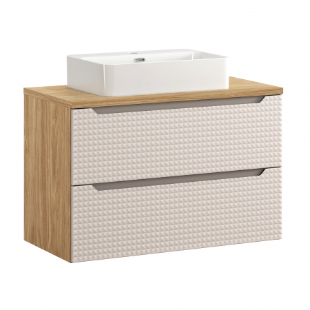Produse - Set mobilier baie 90cm cu blat, lavoar Trust și dulap înalt Luxor Beige