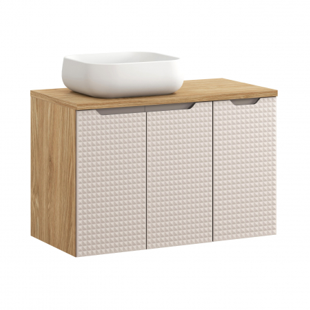 Produse - Set mobilier baie 90cm cu blat și chiuvetă de baie Nika Luxor Beige