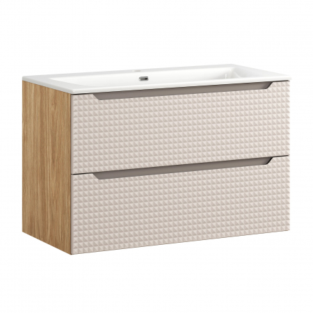 Seturi mobilier baie - Set mobilier baie 90cm cu dulap lavoar Luxor Beige