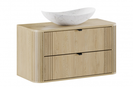 Seturi mobilier baie - Set mobilier baie 100 cm cu blat si lavoar pe blat Lena Ovalia Cremona COMAD
