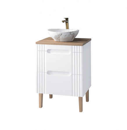 Seturi mobilier baie - Set mobilier baie cu lavoar 60 cm Fiji White - Comad